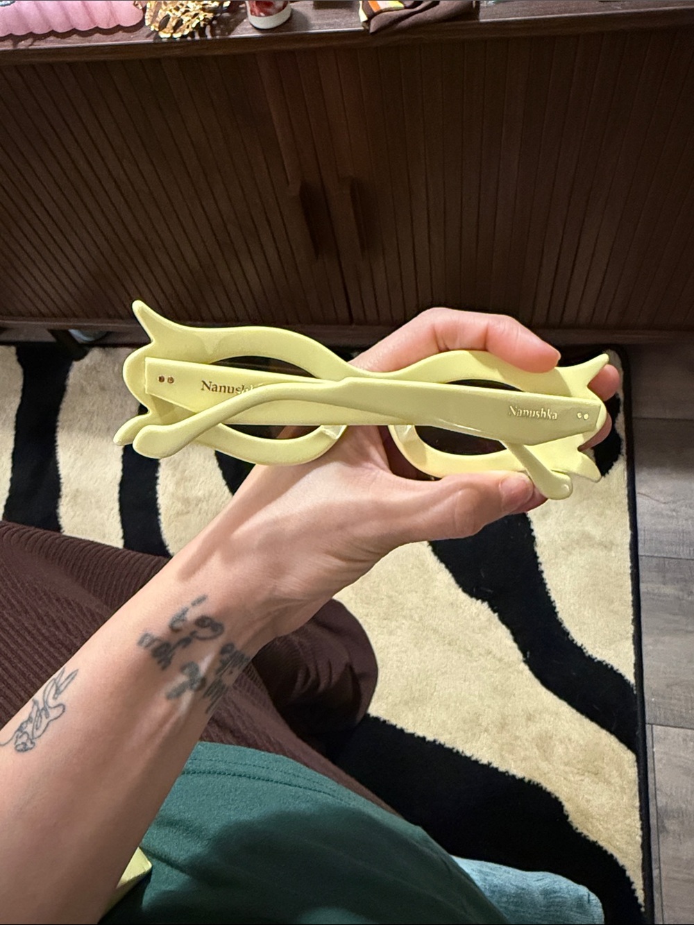 Nanushka Yellow Sculptural Oval Sunglasses - Picture 4 of 5